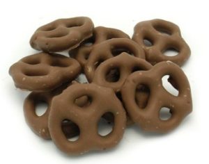 pile of Chocolate Covered Mini Pretzels