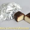 unwrapped and split in half Chocolate Covered Banana Taffy