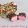 unwrapped and split in half Chocolate Covered Cherry Taffy