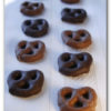 2 rows of dark and milk Chocolate Covered Mini Pretzels