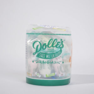 4 re-usable cups with assorted salt water taffy in bag