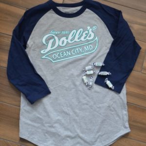baseball shirt laid flat showing Dolle's® logo on front