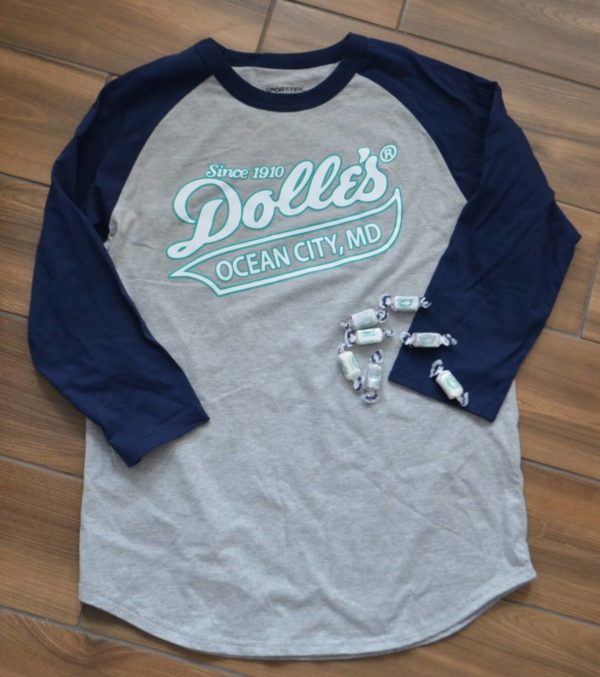 baseball shirt laid flat showing Dolle's® logo on front