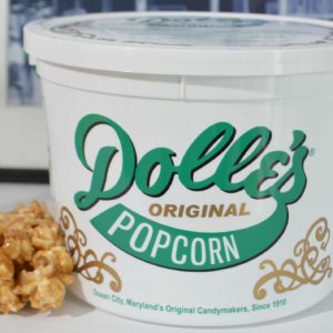Dolle's® 1/2 gallon tub and popcorn closeup