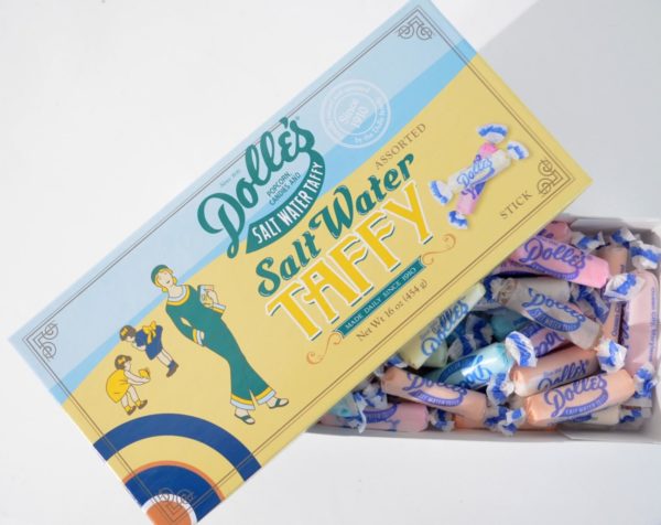half open box of Dolle's® Assorted Salt Water Taffy Sticks