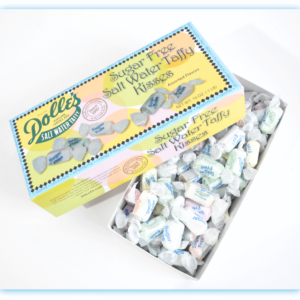 open box of 1 lb box of Dolle's® sugar free Salt Water Taffy