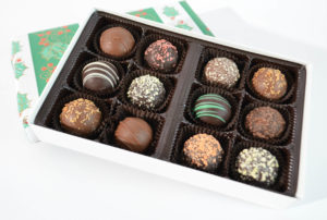 open box of 12 piece Gourmet Truffles
